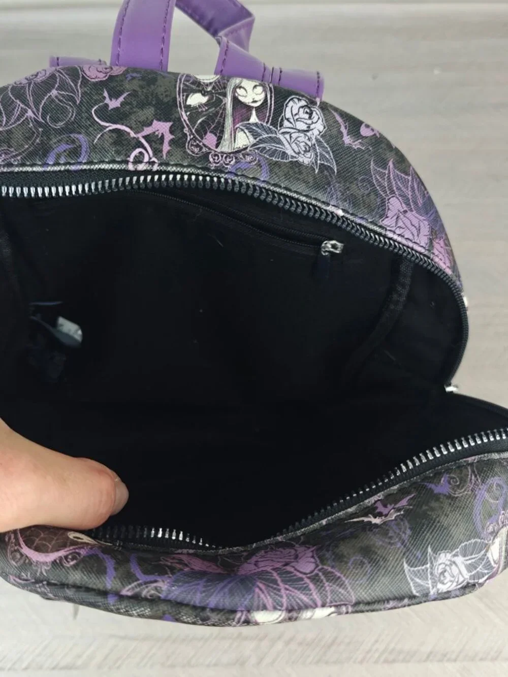 Nightmare Before Christmas Mini Backpack Faux Leather Gothic Black Purple